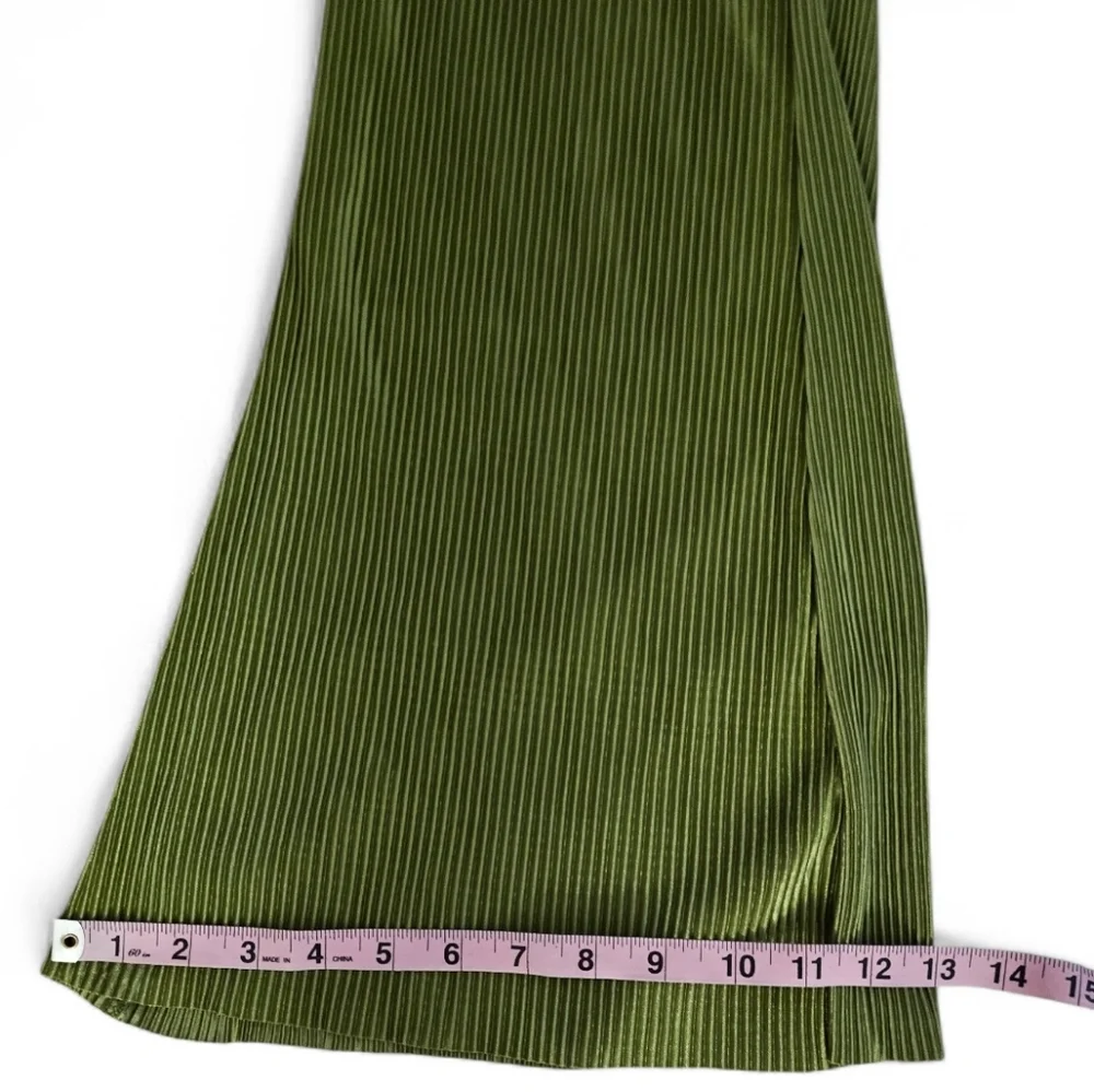 Green Pleated Matching Tube Top And Wide Leg Pants 2PC Set